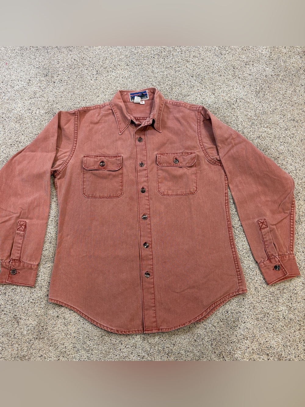 Vintage Patagonia Men's Button-Down Shirt in Faded Brick Red